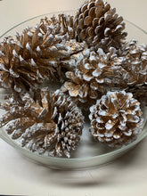 Load image into Gallery viewer, Gold &amp; White Glitter Pine Cones